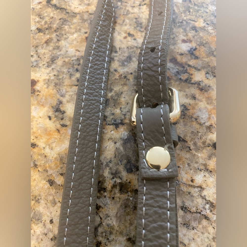 Valentina Gray Adjustable Leather Bag Strap with Silver Hardware - Picture 4 of 7